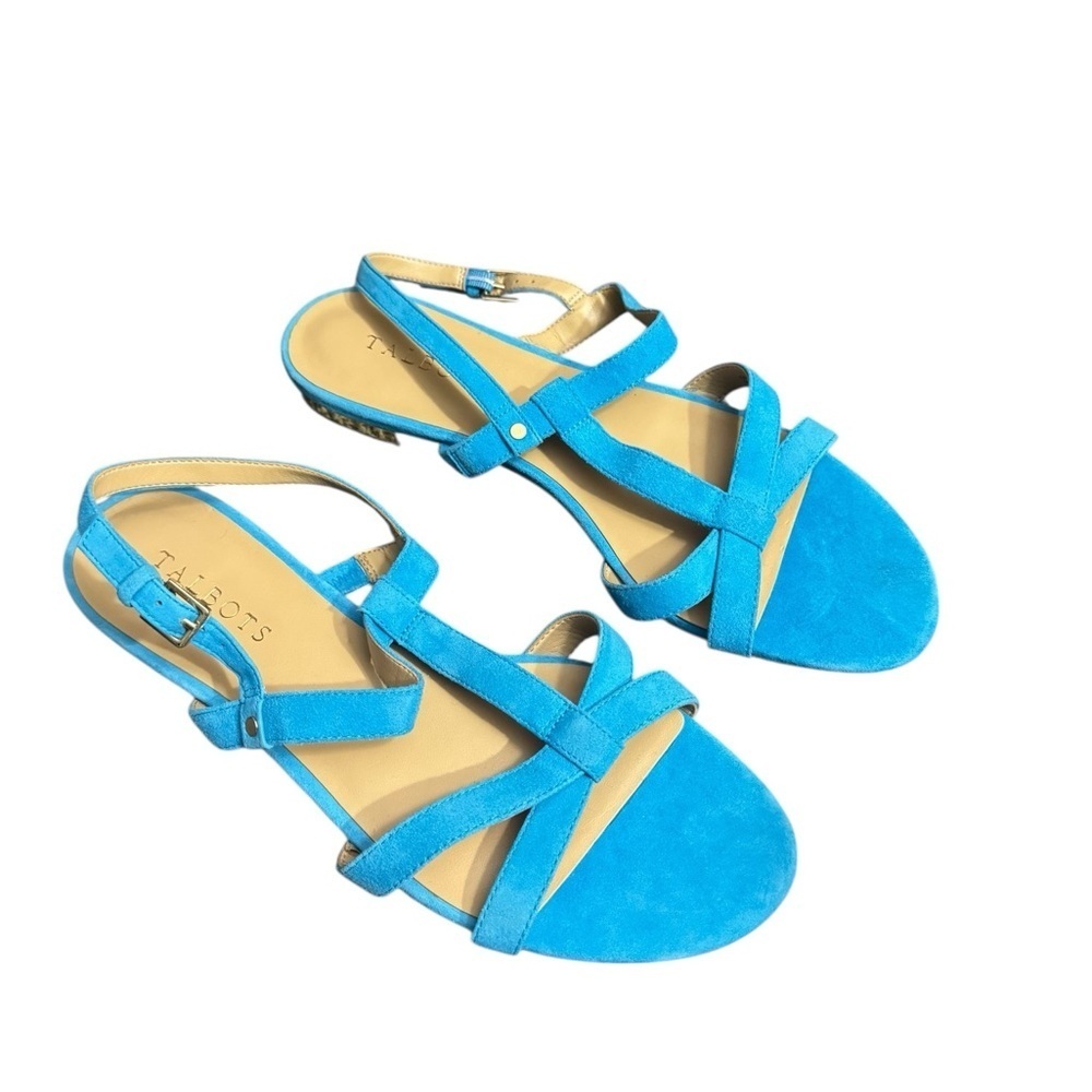 Talbots KERI T-STRAP SANDALS - SUEDE Blue Size 8.5